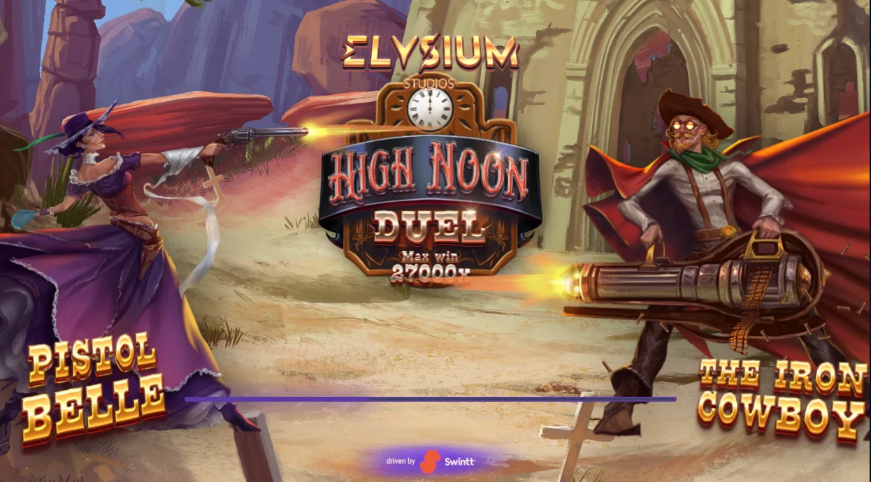 High Noon Duel gameplay screenshot — 5x3 reels with Wanted Wilds